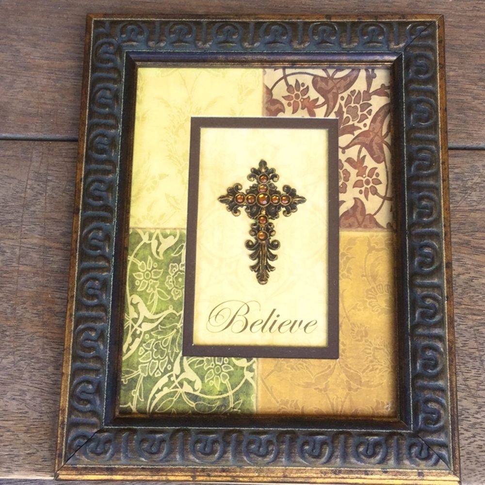 Believe cross shadow box art decor farmhouse shabby chic cabin lodge